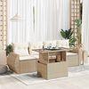 vidaXL Garden Sofa Set Beige Powder-Coated Steel Large Adjustable Feet