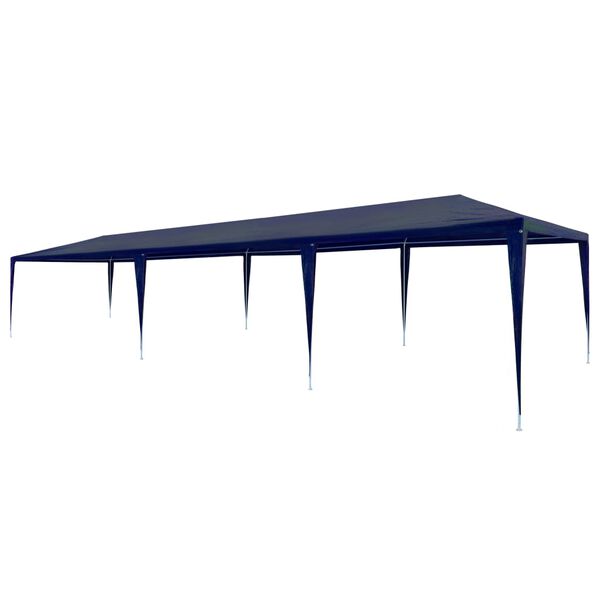 vidaXL Party Tent Blue Polyethylene Roof and Steel Frame 10x30 ft