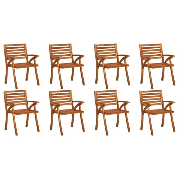 vidaXL Garden Chair Set of 8 Brown Solid acacia wood Medium Durable