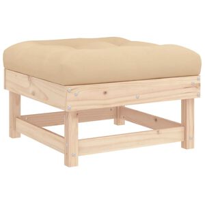 vidaXL Garden Footstool Beige, Natural Wood