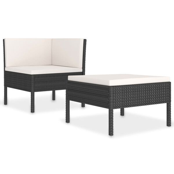 vidaXL Garden Furniture Set Black and Cream White