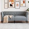 vidaXL Chesterfield Sofa Light Grey Fabric (100% polyester) 2-seater