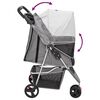 vidaXL Dog Stroller Grey 300D Oxford fabric, steel Medium Foldable