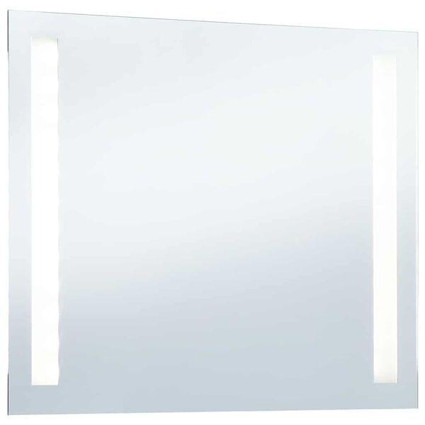 vidaXL Bathroom Mirror Silver Glass 19.7 x 23.6 in Lights