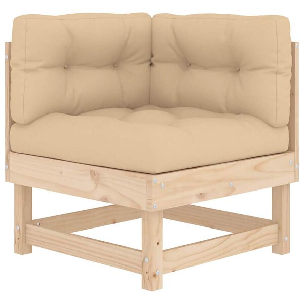 vidaXL Corner Sofa Beige Cushion