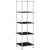 vidaXL Shelf Black Tempered Glass, Stainless Steel 5-Tier Shelf Square