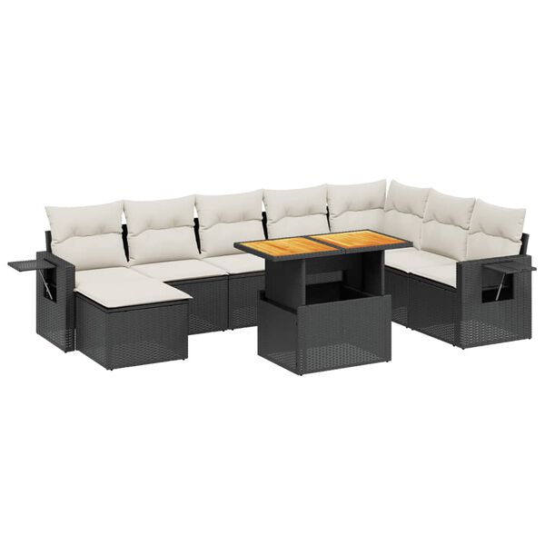 vidaXL Garden Sofa Set Black and Cream White