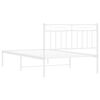 vidaXL Bed Frame White Powder-Coated Steel Twin Bed Frame Rectangular
