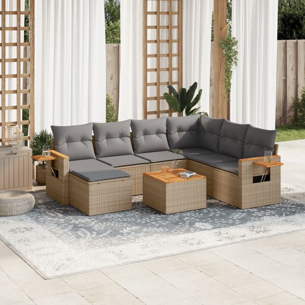 vidaXL Garden Sofa Set Beige and Light Grey
