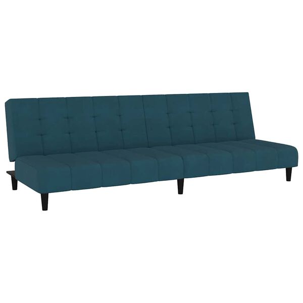 vidaXL Sofa Bed Blue Velvet (100% polyester), wood, plastic Medium