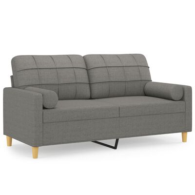 vidaXL 2-Seater Sofa with Pillows&Cushions Dark Gray 55.1" Fabric