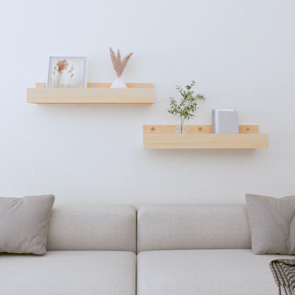 vidaXL Wall Shelf Natural Wood Solid Pine Wood 19.7 in x 4.7 in x 3.5 in