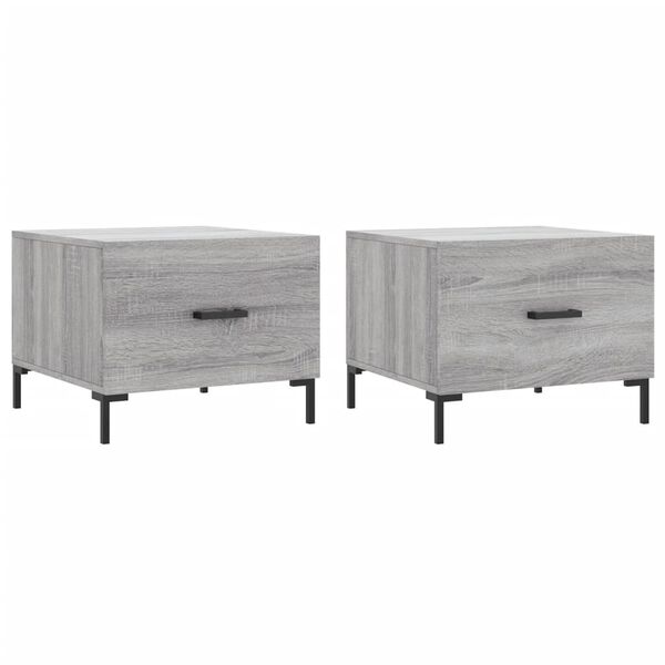 vidaXL Coffee Table Set of 2 Grey Sonoma Engineered Wood, Iron