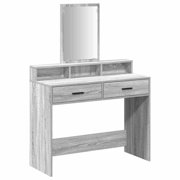 vidaXL Dressing Table with Drawer Grey Sonoma 39.37 x 16.14 x 55.12 in