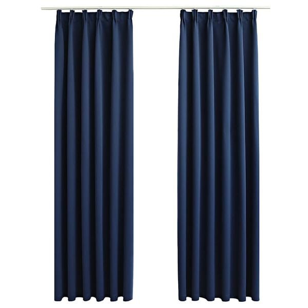 vidaXL Blackout Curtains with Hooks 2 pcs Blue 55.1x96.5"