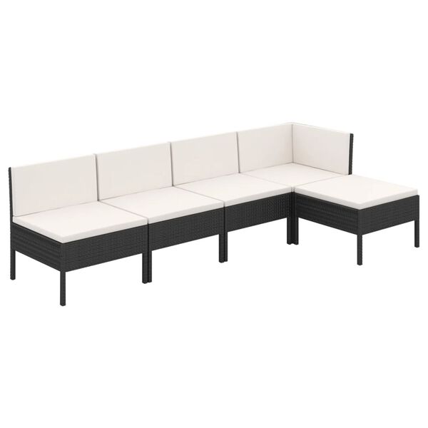 vidaXL Garden Lounge Set Black, Cream White