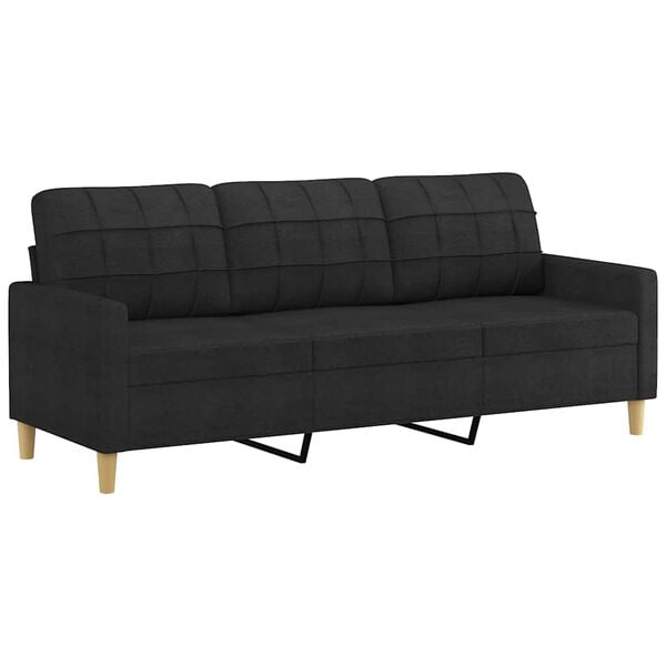 vidaXL 3-seater Sofa Black Fabric (100% polyester), metal, foam