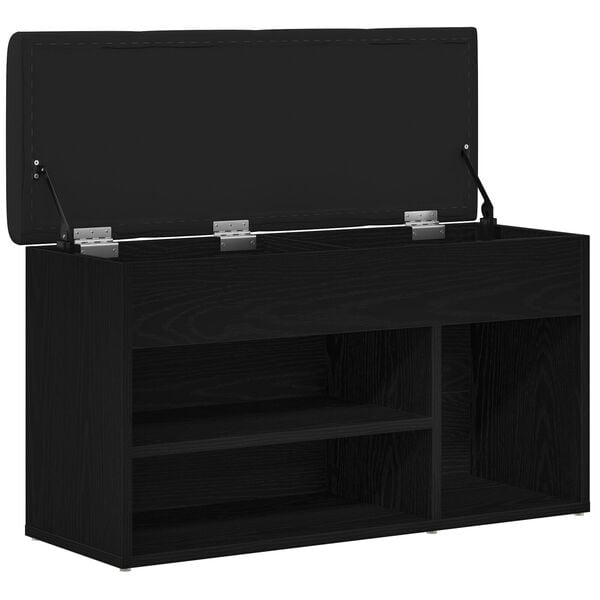 vidaXL Shoe Bench with Storage Black 80 x 30 x 45 cm Engineered wood