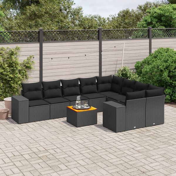 vidaXL Garden Sofa Set Black PE Rattan Large Modular Garden Sofa Set