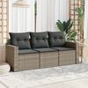 vidaXL Garden Sofa Set Grey PE rattan 3 piece set Removable Covers