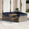 vidaXL 9 Piece Patio Sofa Set with Cushions Gray Poly Rattan