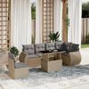 vidaXL Garden Sofa Set Beige PE Rattan 7-Piece Set Modular