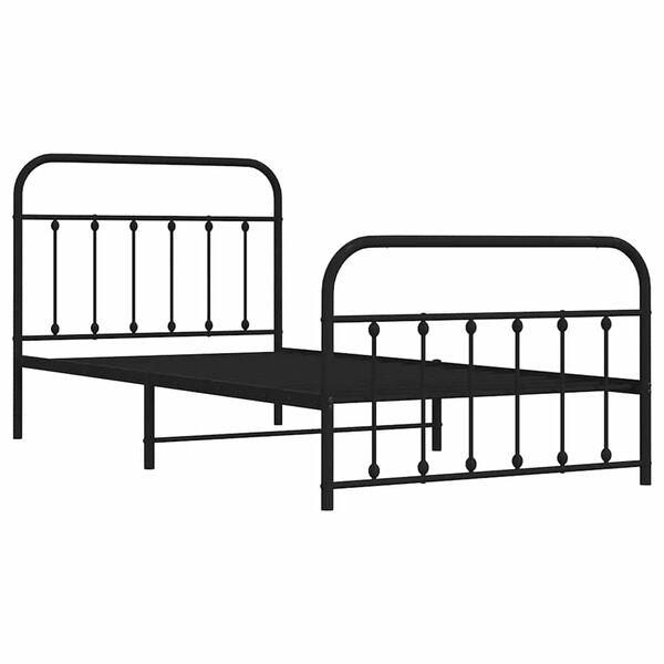 vidaXL Bed Frame Black Powder-Coated Steel Single Bed Frame