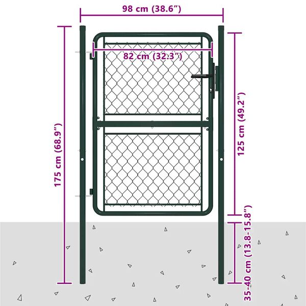vidaXL Garden Gate Steel 39.4x49.2" Green