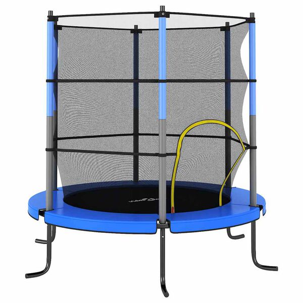 vidaXL Trampoline Black, Grey, Blue Powder-Coated Steel, PVC, PP, Polyester