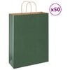 vidaXL Paper Bags 50 pcs with Handles Green 32x12x42 cm