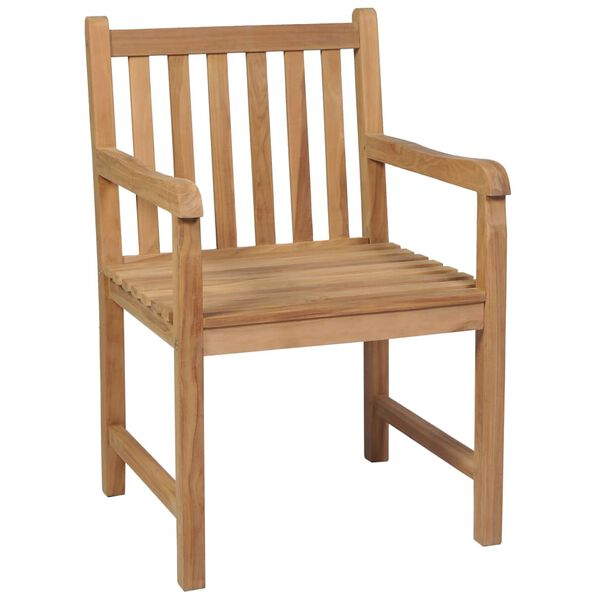 vidaXL Patio Chair Set of 4 Natural Teak Solid Teak Wood, 100% Polyester
