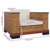 vidaXL Sofa Brown and Cream Natural Rattan, Solid Mango Wood, Fabric Large