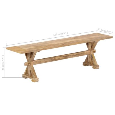 vidaXL Hall Bench 63"x13.8"x17.7" Solid Mango Wood
