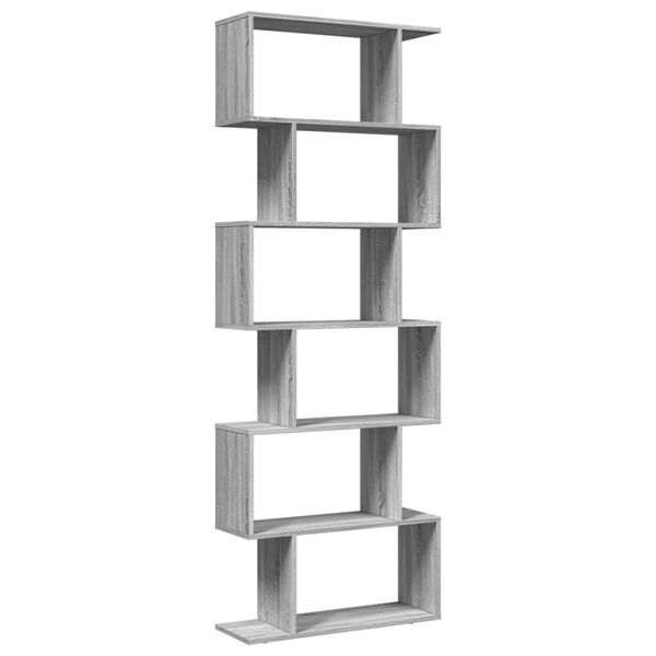 vidaXL Room Divider Bookcase Grey Sonoma Engineered wood 6-tier