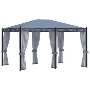 vidaXL Gazebo with Mesh Screens 9.8x13.1' Anthracite Steel