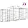 vidaXL Gabion Basket Set of 5 Silver Galvanized Iron