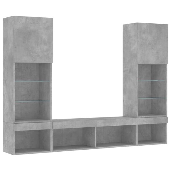 vidaXL 5 Piece TV Wall Units with LED Concrete Gray Engineered Wood