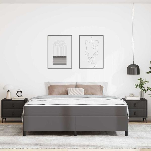 vidaXL Bed Frame with Mattress Grey 70.87 x 78.74 in Fabric