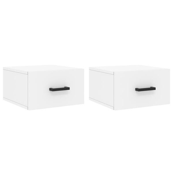 vidaXL Wall-mounted Bedside Cabinet Set of 2 White Engineered wood
