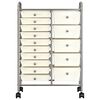vidaXL XXL 15-Drawer Mobile Storage Trolley White Plastic