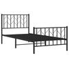 vidaXL Bed Frame Black Powder-Coated Steel Single Bed Frame