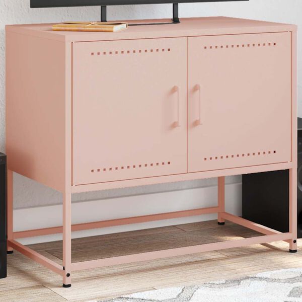 vidaXL TV Cabinet Pink Steel Standard TV Cabinet Rectangular