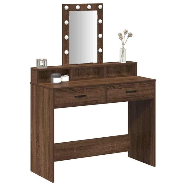 vidaXL Dressing Table Brown 39.37 x 16.14 x 55.12 in Engineered Wood