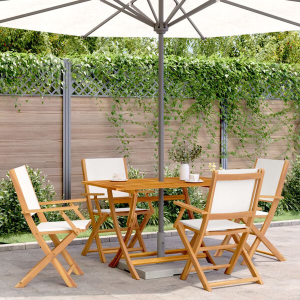 vidaXL Garden Chair Set of 4 Cream white Solid acacia wood Medium