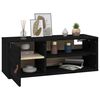 vidaXL Wall Cabinet Set of 2 Black Solid Pine Wood, Faux Leather