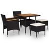 vidaXL Dining Set Black and Brown PE Rattan Large Removable Covers