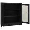 vidaXL Office Cabinet Anthracite Steel, Tempered Glass Medium