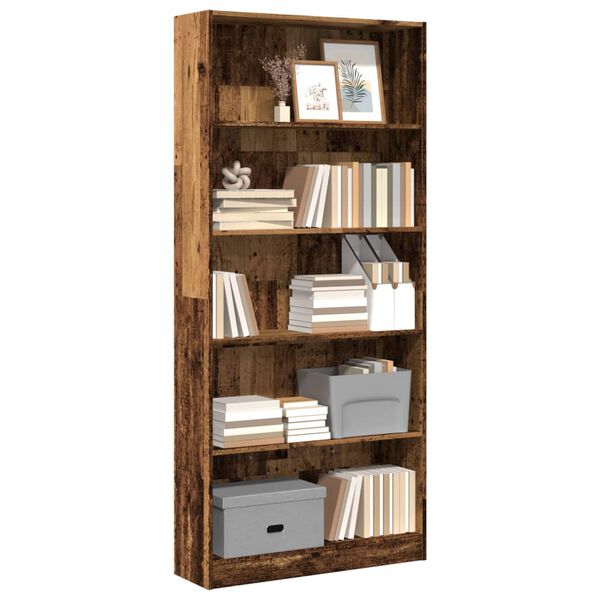 vidaXL Bookcase Old wood Engineered wood 5 ft 9 in tall Bookcase