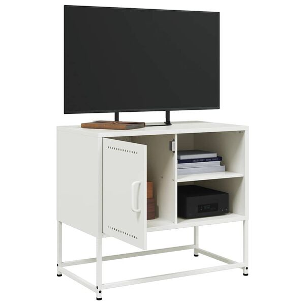 vidaXL TV Cabinet White Steel TV Cabinet Rectangular Industrial