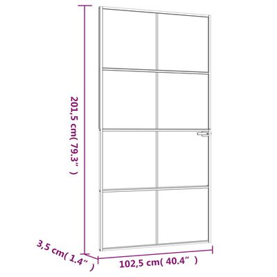 Slim Black Interior Door With Matt Tempered Glass – 102.5x201.5 Cm Aluminium Frame Door For Home & Office-357109